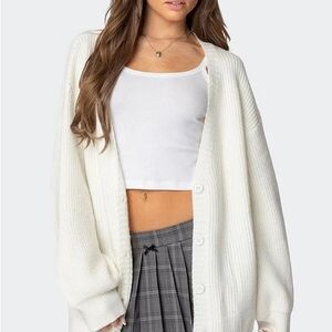Edikted Oversized Ivory Knit Cardigan